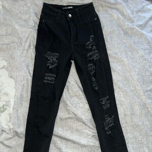 Black distressed high waisted skinny jeans - Fashion Nova